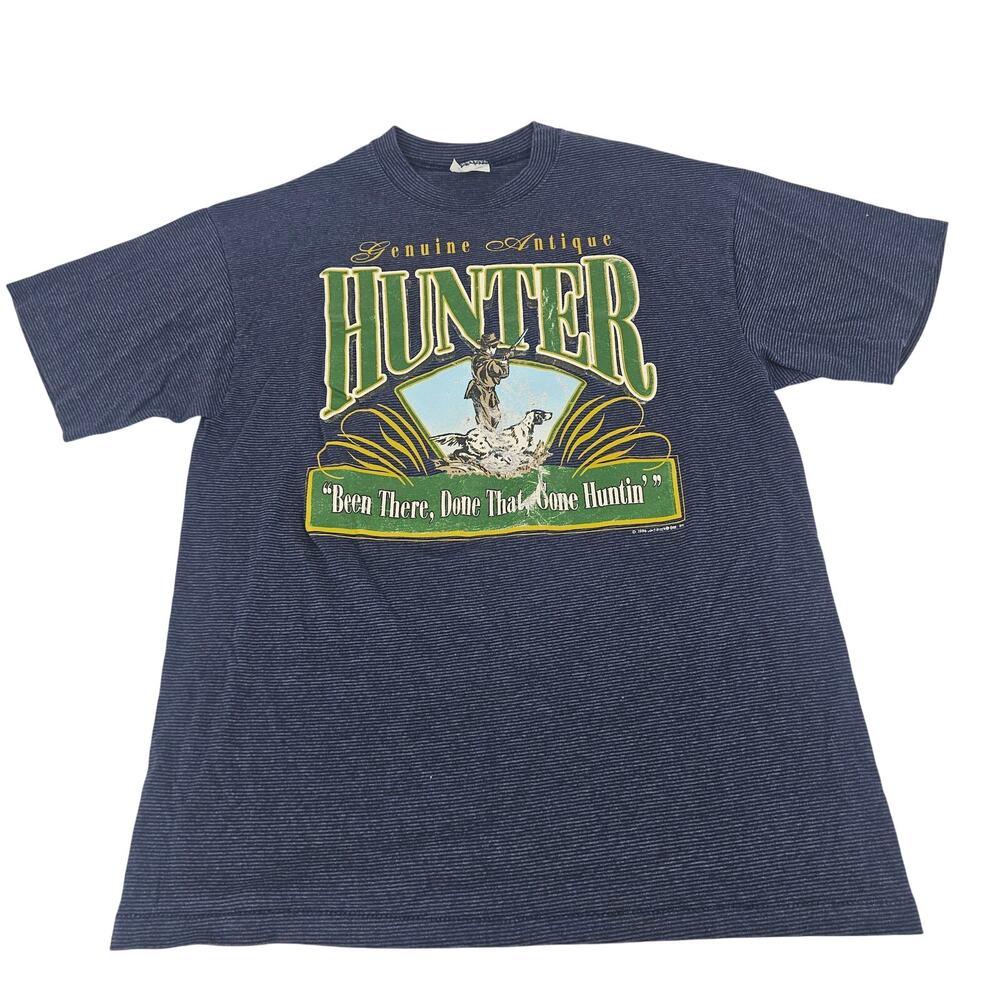 Vintage 90's Single Stitch Graphic Tee Hunter Genuine Antique Laid Back L 4053